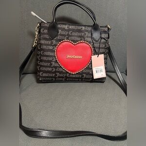 Juicy Couture Love Never Dies Mini Tote bag in black with a red heart accent